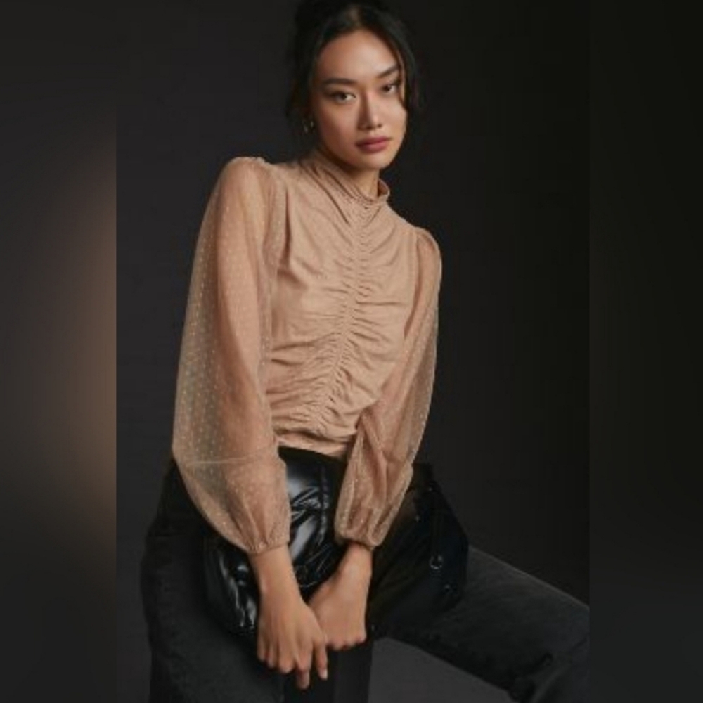 Anthropologie ✨️NWT✨️ 'En Elly' XS Petite Blouse, Light Sand Colour 👚